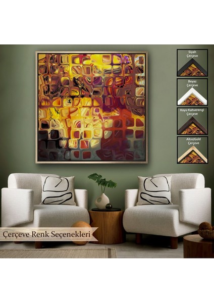 Çerçeveli Sarı Buz Cam Kanvas TABLO-5884