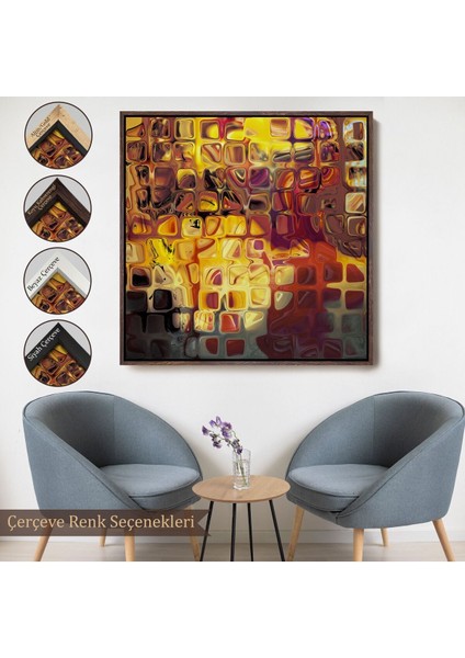 Çerçeveli Sarı Buz Cam Kanvas TABLO-5884