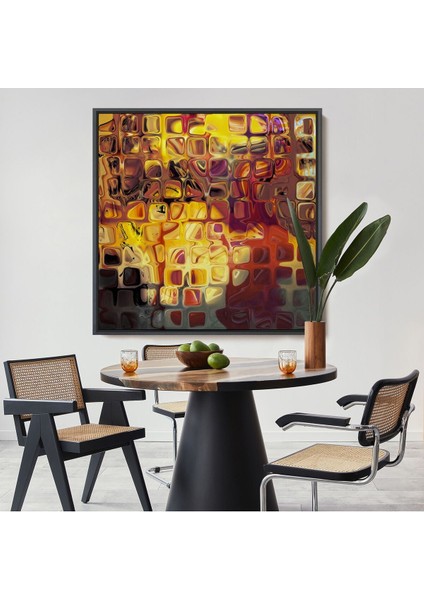 Çerçeveli Sarı Buz Cam Kanvas TABLO-5884