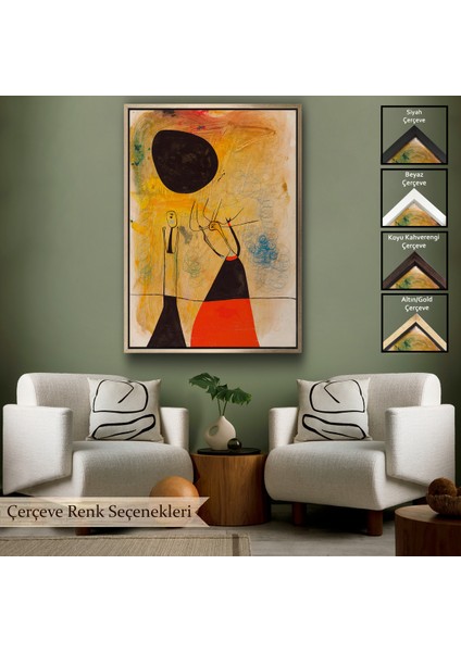 Çerçeveli Joan Miro - Deux Şahsiyetler TABLOSU-8110