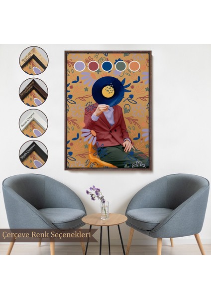 Çerçeveli Sansalyede Oturan Adam Pop Art TABLO-7978