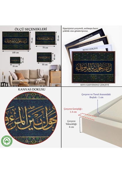 Çerçeveli Bilin Ki Allah, Kişi Ile Kalbinin Arasına Da Girer (Enfal Suresi 24. Ayet) TABLO-3321 indirimleri
