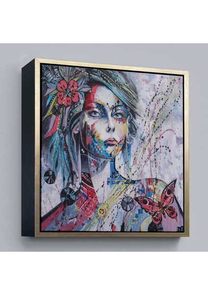 Çerçeveli Çağdaş Tarz Kız Portresi Yağlıboya Görünüm Dekoratif Kanvas Duvar TABLOSU-5829