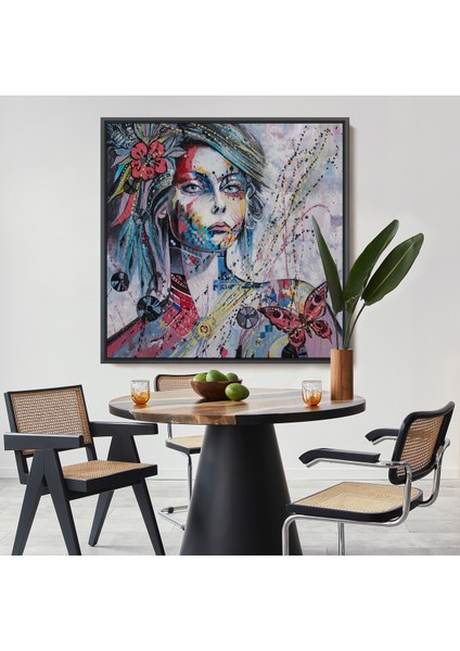 Çerçeveli Çağdaş Tarz Kız Portresi Yağlıboya Görünüm Dekoratif Kanvas Duvar TABLOSU-5829