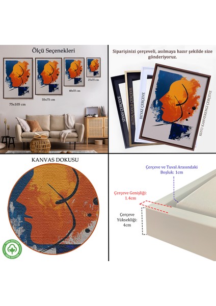 Çerçeveli Yağlıboya Görünümlü Soyut Insan Silüeti TABLO-7650 indirimleri