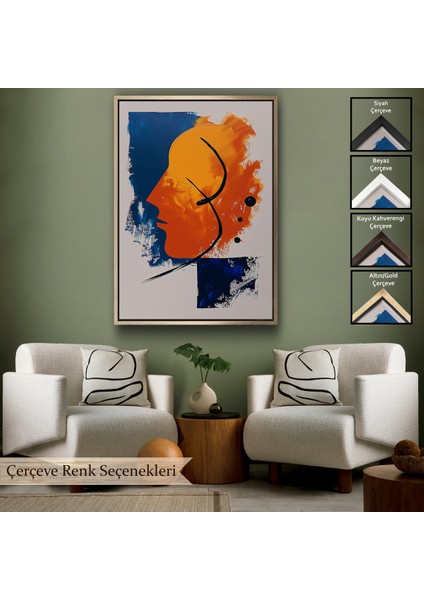 Çerçeveli Yağlıboya Görünümlü Soyut Insan Silüeti TABLO-7650