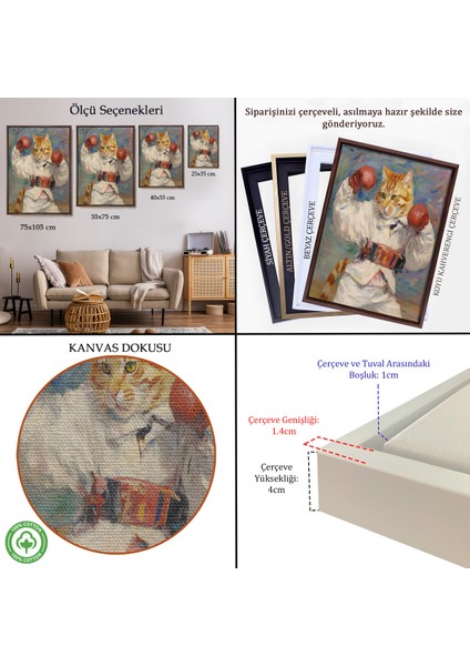 Çerçeveli Boks Eldivenli Sevimli Kedi TABLOSU-7997 indirimleri