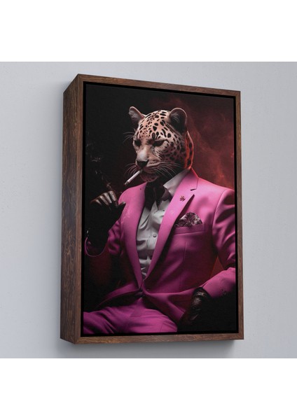 Çerçeveli Içen Pembe Leopar TABLO-7974 fiyatları