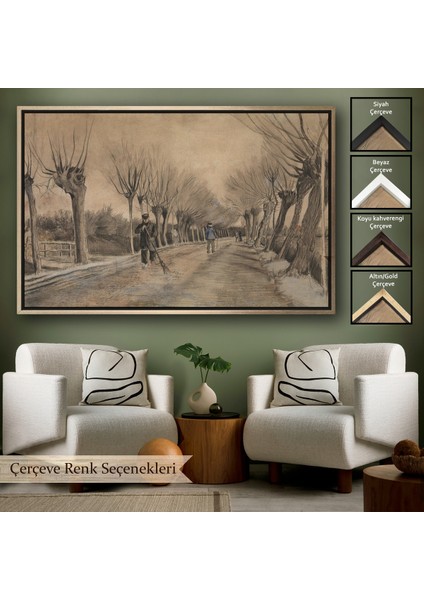 Çerçeveli Vincent Van Gogh - Etten'de Yol Tablosu - Road In ETTEN-7186