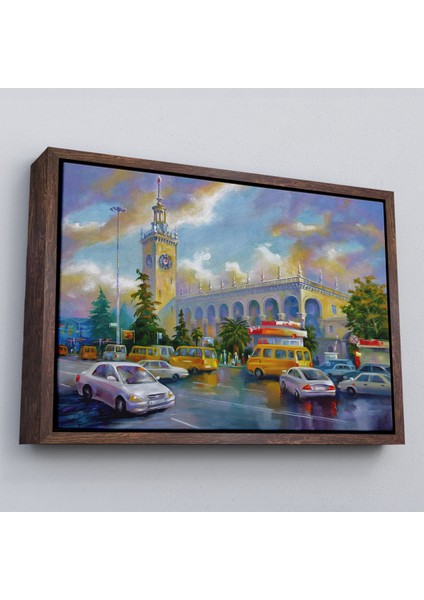 Çerçeveli Soçhi Tren Istasyonu Yağlıboya Görünüm Dekoratif Kanvas Duvar TABLOSU-3610 fiyatları