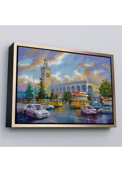 Çerçeveli Soçhi Tren Istasyonu Yağlıboya Görünüm Dekoratif Kanvas Duvar TABLOSU-3610 modelleri