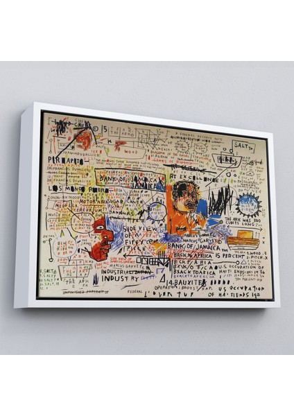 Çerçeveli Jean Michel Basquiat'in 50 Cent Piece Isimli Eseri Kanvas TABLO-5017