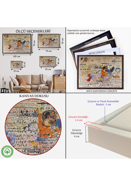 Çerçeveli Jean Michel Basquiat'in 50 Cent Piece Isimli Eseri Kanvas TABLO-5017 indirimleri