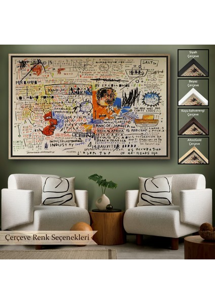 Çerçeveli Jean Michel Basquiat'in 50 Cent Piece Isimli Eseri Kanvas TABLO-5017