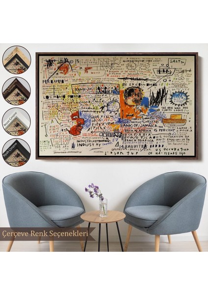 Çerçeveli Jean Michel Basquiat'in 50 Cent Piece Isimli Eseri Kanvas TABLO-5017