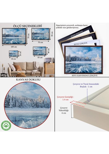 Çerçeveli Donmuş Göl Ukrayna Dekoratif Kanvas Duvar TABLOSU-3537 indirimleri