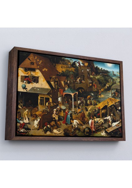 Çerçeveli Yaşlı Pieter Brueghel - Hollanda Atasözleri Mavi Pelerin TABLO-7267