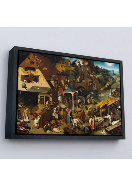 Çerçeveli Yaşlı Pieter Brueghel - Hollanda Atasözleri Mavi Pelerin TABLO-7267 modelleri