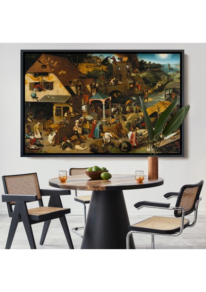 Çerçeveli Yaşlı Pieter Brueghel - Hollanda Atasözleri Mavi Pelerin TABLO-7267