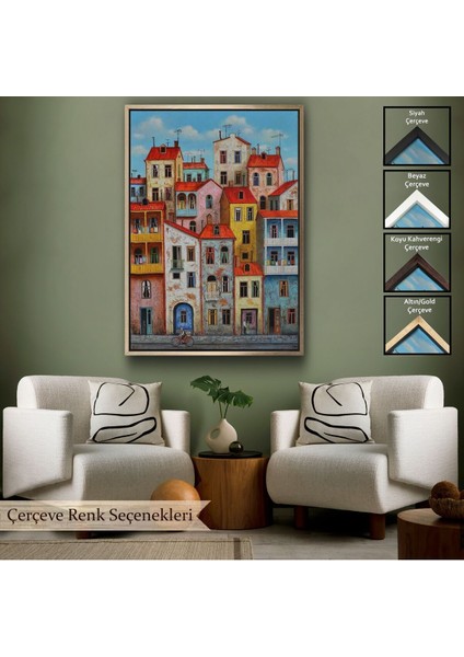 Çerçeveli Eski Gürcistan Tiflis Şehir Manzara Tablosu -6242