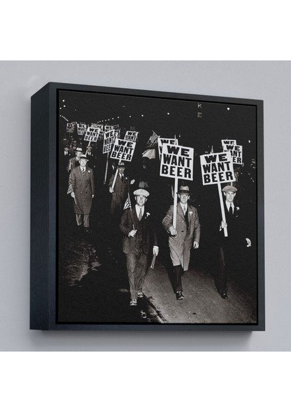 Çerçeveli Bira Istiyoruz, Olağandışı 1931 Yasak Protesto Fotoğrafı Kanvas TABLO-5336 modelleri