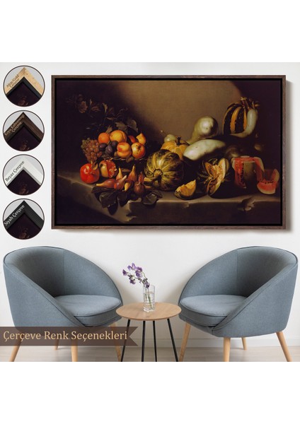 Çerçeveli Caravaggio - Meyveli Natürmort Tablo - Still Life With FRUIT-7134