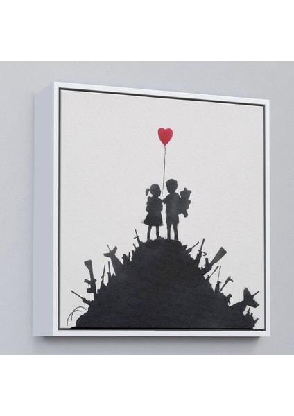 Çerçeveli Bansky Kids On Guns - Silahlı Çocuklar TABLOSU-8336 fırsatları