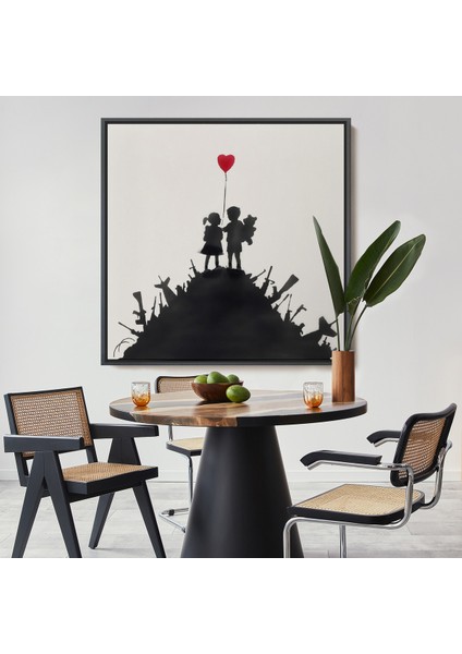 Çerçeveli Bansky Kids On Guns - Silahlı Çocuklar TABLOSU-8336