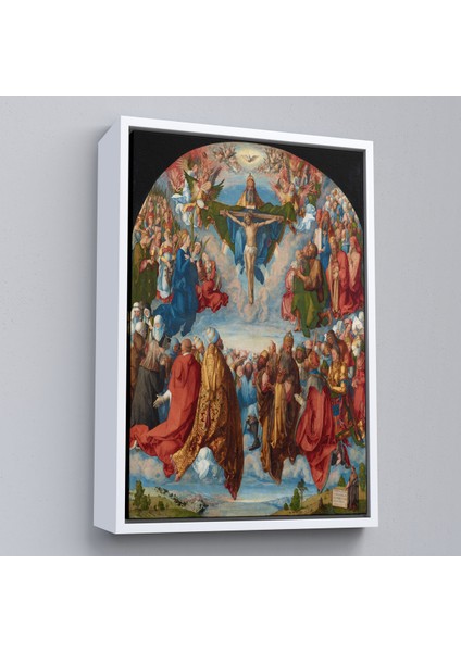 Çerçeveli Albrecht Dürer - Üçlü Birliğin Hayranlığı Tablo - Adoration Of The TRINITY-8054