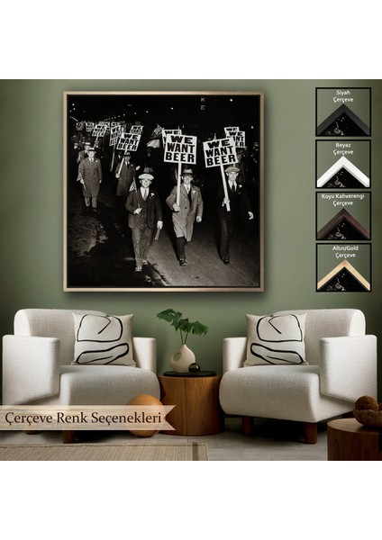 Çerçeveli Bira Istiyoruz, Olağandışı 1931 Yasak Protesto Fotoğrafı Kanvas TABLO-5336 fırsatları