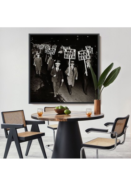Çerçeveli Bira Istiyoruz, Olağandışı 1931 Yasak Protesto Fotoğrafı Kanvas TABLO-5336