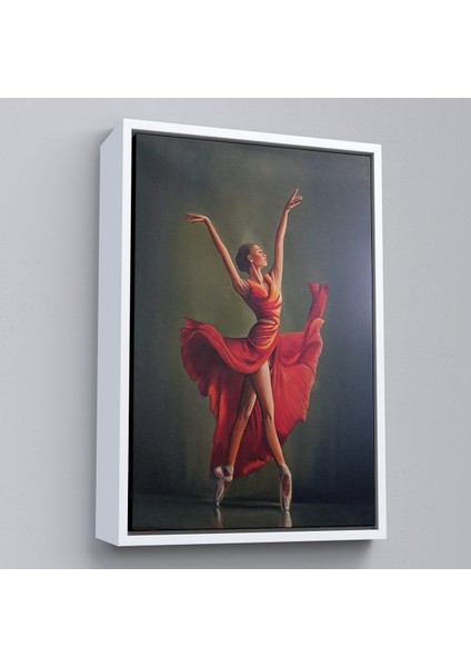 Çerçeveli Kırmızı Kıyafetli Bale Yapan Kadın TABLOSU-7951 fırsatları