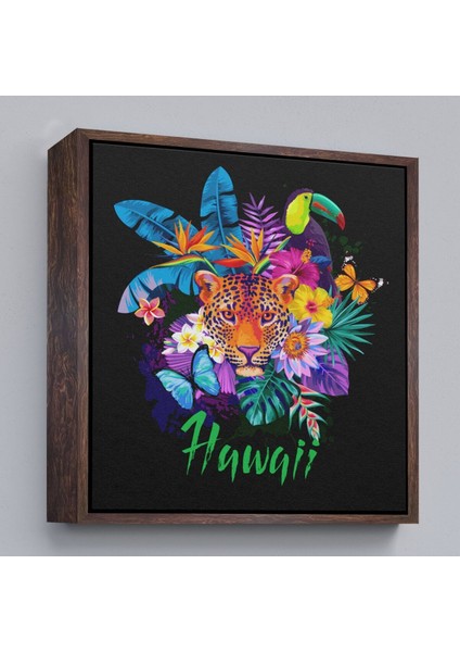 Çerçeveli Hawai Temalı Leopar Dekoratif Kanvas TABLO-5814 fiyatları