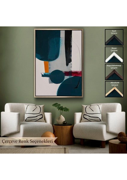 Çerçeveli Mavi Tonlardaki Yağlıboya Görünümlü TABLO-7608