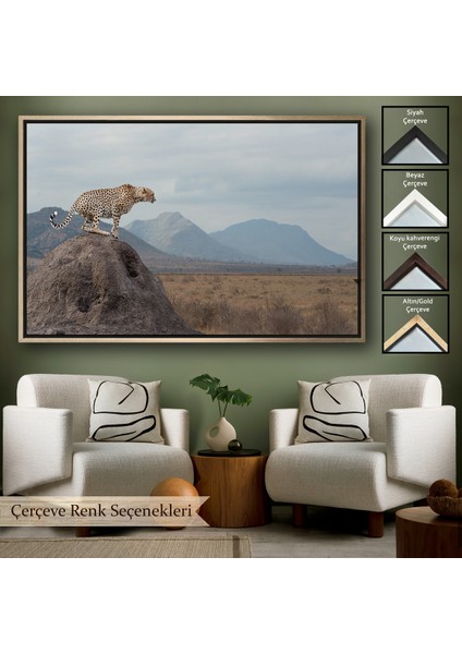 Çerçeveli Leopar Dekoratif Kanvas Tablo -1127