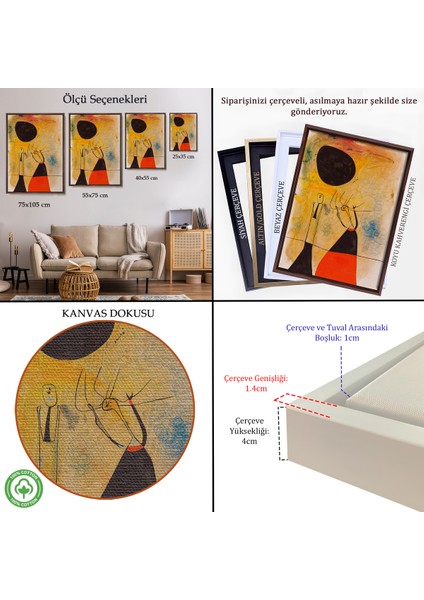 Çerçeveli Joan Miro - Deux Şahsiyetler TABLOSU-8110 indirimleri