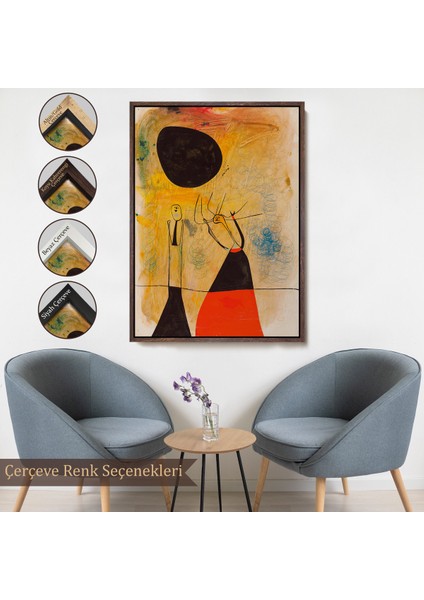 Çerçeveli Joan Miro - Deux Şahsiyetler TABLOSU-8110