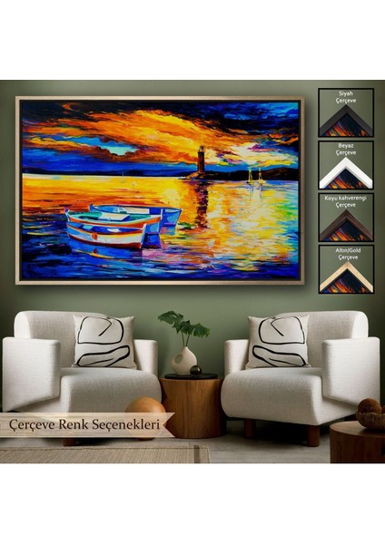 Çerçeveli Okyanusun Gün Batımı TABLOSU-1212