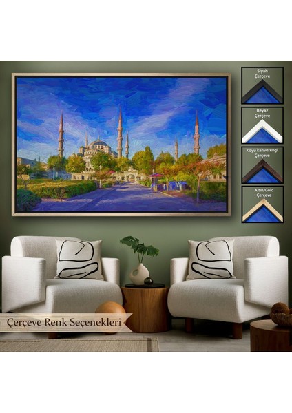 Çerçeveli Sultan Ahmet Camii Yağlıboya Görünüm Kanvas TABLO-3694