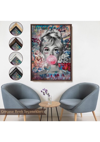 Çerçeveli Brigitte Bardot Graffiti Pop Art Duvar TABLOSU-6469