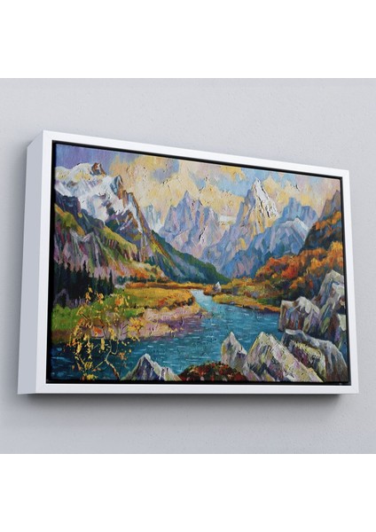 Çerçeveli Kafkas Dağları Manzaralı Yağlıboya Görünüm Dekoratif Kanvas Duvar TABLOSU-3603 fırsatları