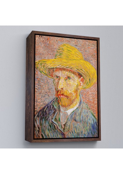 Çerçeveli Vincent Van Gogh - Hasır Şapkalı Otoportre TABLOSU-7449 fiyatları