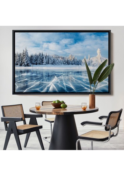 Çerçeveli Donmuş Göl Ukrayna Dekoratif Kanvas Duvar TABLOSU-3537
