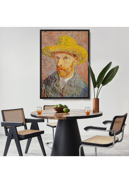 Çerçeveli Vincent Van Gogh - Hasır Şapkalı Otoportre TABLOSU-7449