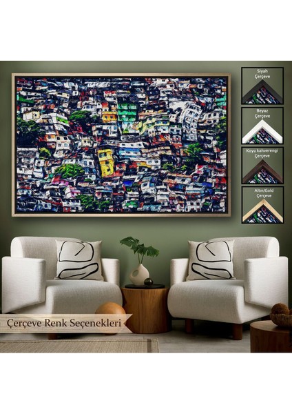 Çerçeveli Kalabalık Şehir Manzarası Duvar TABLOSU-1228