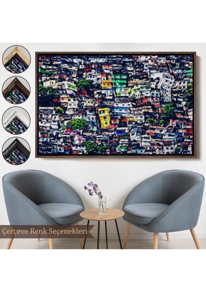 Çerçeveli Kalabalık Şehir Manzarası Duvar TABLOSU-1228