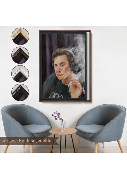 Çerçeveli Içen Elon Musk TABLOSU-7822