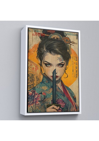 Çerçeveli Şavaşçı Japon Kadın TABLOSU-7767 fırsatları