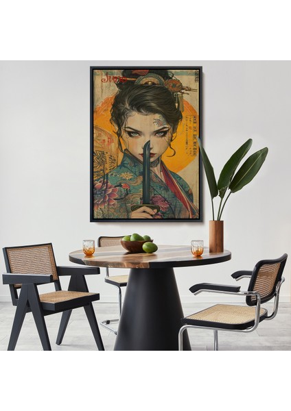 Çerçeveli Şavaşçı Japon Kadın TABLOSU-7767