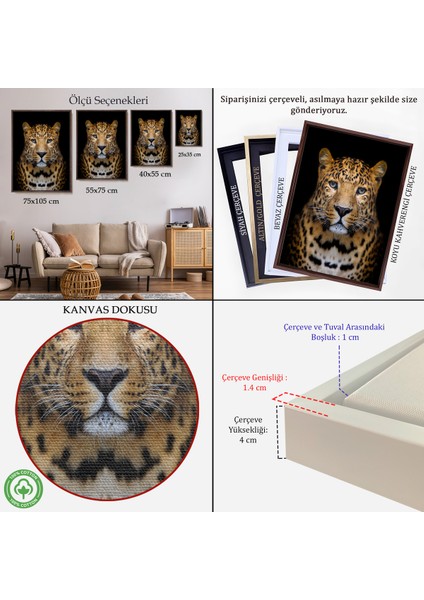 Çerçeveli Leopar Dekoratif Kanvas TABLO-5959 indirimleri
